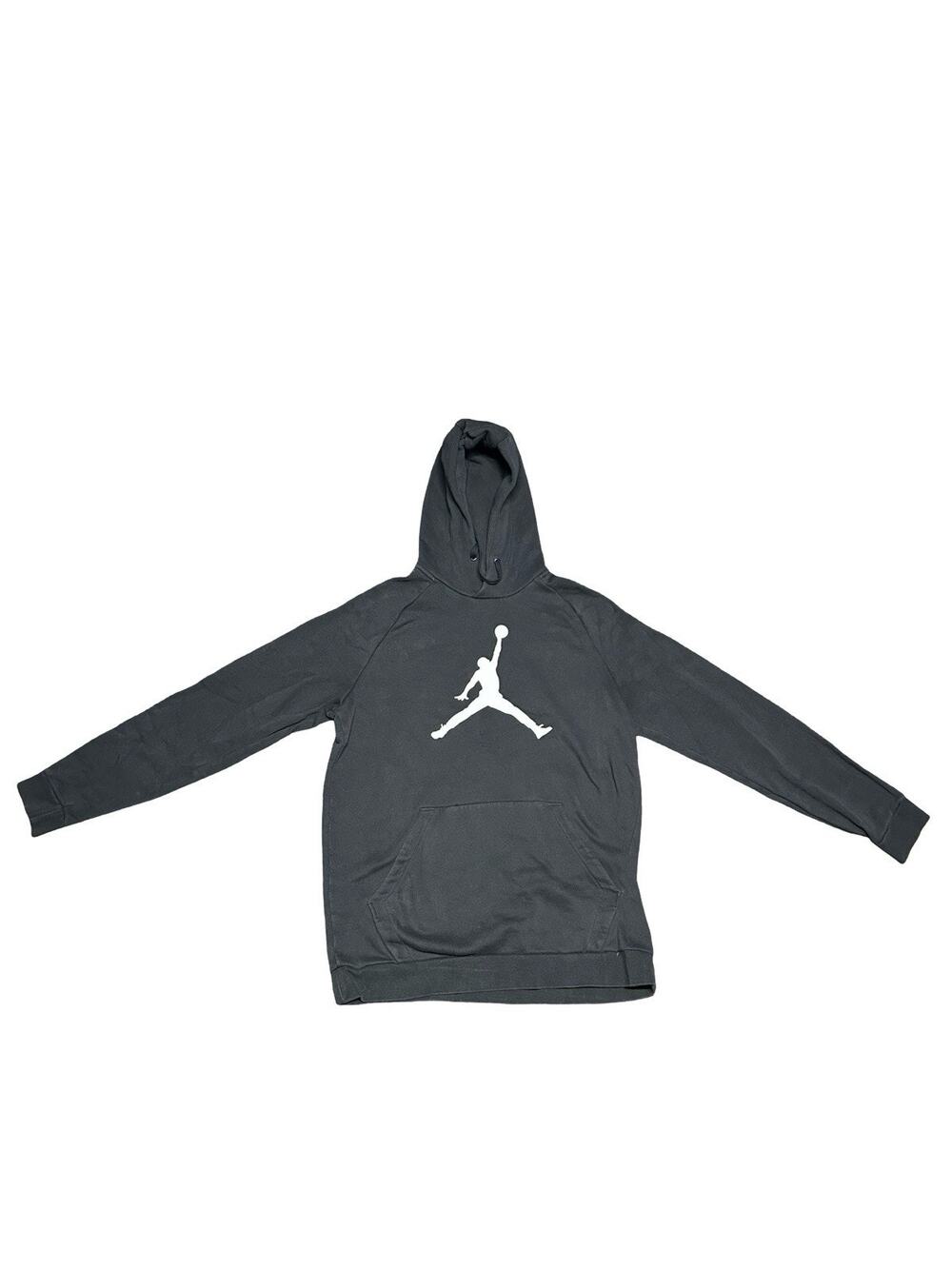 Jordan Jumpman Hoodie Men’s Large Black Pullover Sweatshirt Stain on Back Sleeve